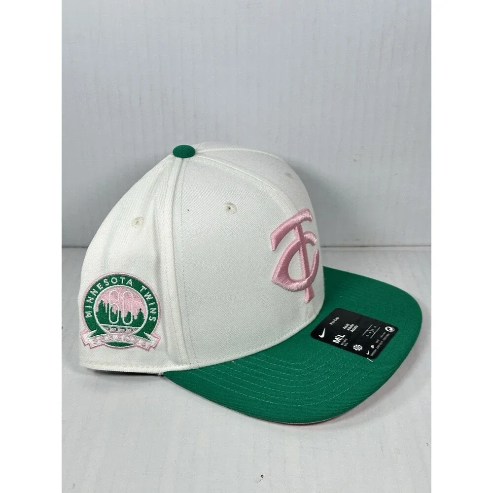 Size M/L Nike Minnesota Twins MLB Baseball Pro Cap Hat Green Pink Adult NWT